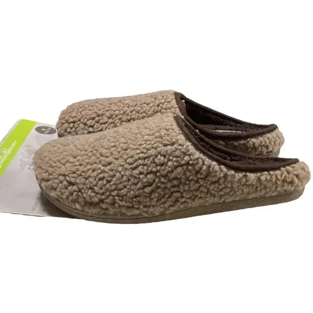 Eddie Bauer Slippers Mens Medium 8-9 Brown Casey Bedroom House Vegan Shoes New